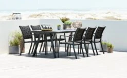 FAUSING L220 Bord Svart + 4 JEKSEN Stol Svart -UteLuxe Butik 108572