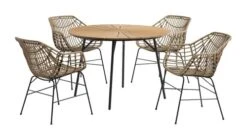 RANGSTRUP Ø110 Bord Natur/svart + 4 ILDERHUSE Stol Natur -UteLuxe Butik 150060