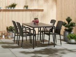 JERSORE L140 Bord Svart + 4 HALDBJERG Stol Svart