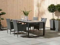 KOPERVIK L215 Bord Grå + 4 AIDT Stapelstol Grå