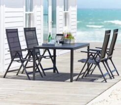 MADERUP L150 Bord Svart + 4 LOMMA Positionsstol Svart