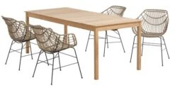 VESTERHAVET L210 Bord Teak + 4 ILDERHUSE Stol Natur -UteLuxe Butik 176986