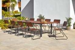 YTTRUP L210/300 Bord Hårdträ + 4 VAXHOLM Stapelstol Hårdträ -UteLuxe Butik 177122