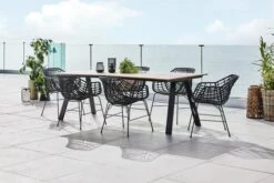 FAUSING L220 Bord Natur + 4 ILDERHUSE Stol Svart -UteLuxe Butik 178533