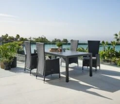 HAGEN L214 Bord Grå + 4 SKIVE Stol Svart -UteLuxe Butik 178551