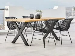 ELLEKILDE L180 Bord Teak + 4 ILDERHUSE Stol Svart