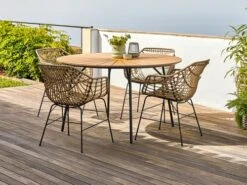 RANGSTRUP Ø130 Bord Natur/svart + 4 ILDERHUSE Stol Natur