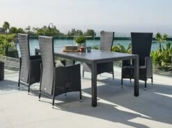 HAGEN L214 Bord Grå + 4 SKIVE Stol Svart