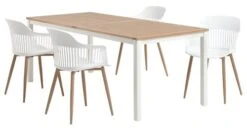RAMTEN L206 Bord Hårdträ + 4 RAVNEBAKKE Stol Vit -UteLuxe Butik 199554 1