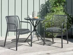 RADSTRUP Ø60 Bord Svart + 2 NABBEN Stapelstol Svart