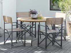 BASTRUP Ø120 Bord Svart + 4 NAGELSTI Stol Svart