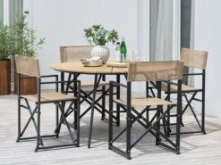 RANGSTRUP Ø130 Bord Natur + 4 NAGELSTI Klappstol Svart