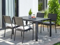 MADERUP L150 Bord Svart + 4 PADHOLM Stol Svart