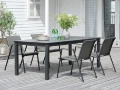 MOSS L214/315 Bord Grå + 4 DOVERODDE Stol Grå