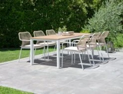 RAMTEN L206 Bord Hårdträ + 4 FASTRUP Stol Vit -UteLuxe Butik 201756