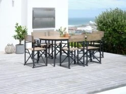 TAGEHOLM L120/170 Bord Natur + 4 NAGELSTI Klappstol Svart -UteLuxe Butik 201768