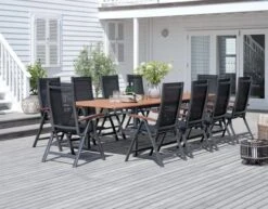 YTTRUP L210/300 Bord Hårdträ + 4 LIMHAMN Stol Grå -UteLuxe Butik 201790