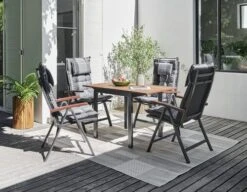 YTTRUP L75/126 Bord Hårdträ + 4 LIMHAMN Positionsstol Grå -UteLuxe Butik 202617