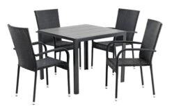 MADERUP L90 Bord Svart + 4 GUDHJEM Stol Svart -UteLuxe Butik 80205